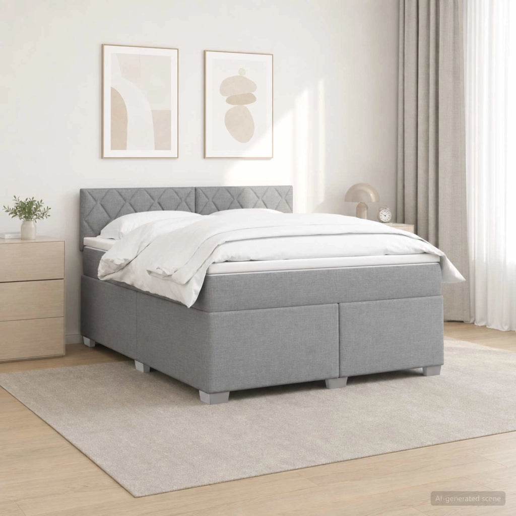 Letto con Box Spring, Materasso e LED Grigio Chiaro Tessuto 3451945