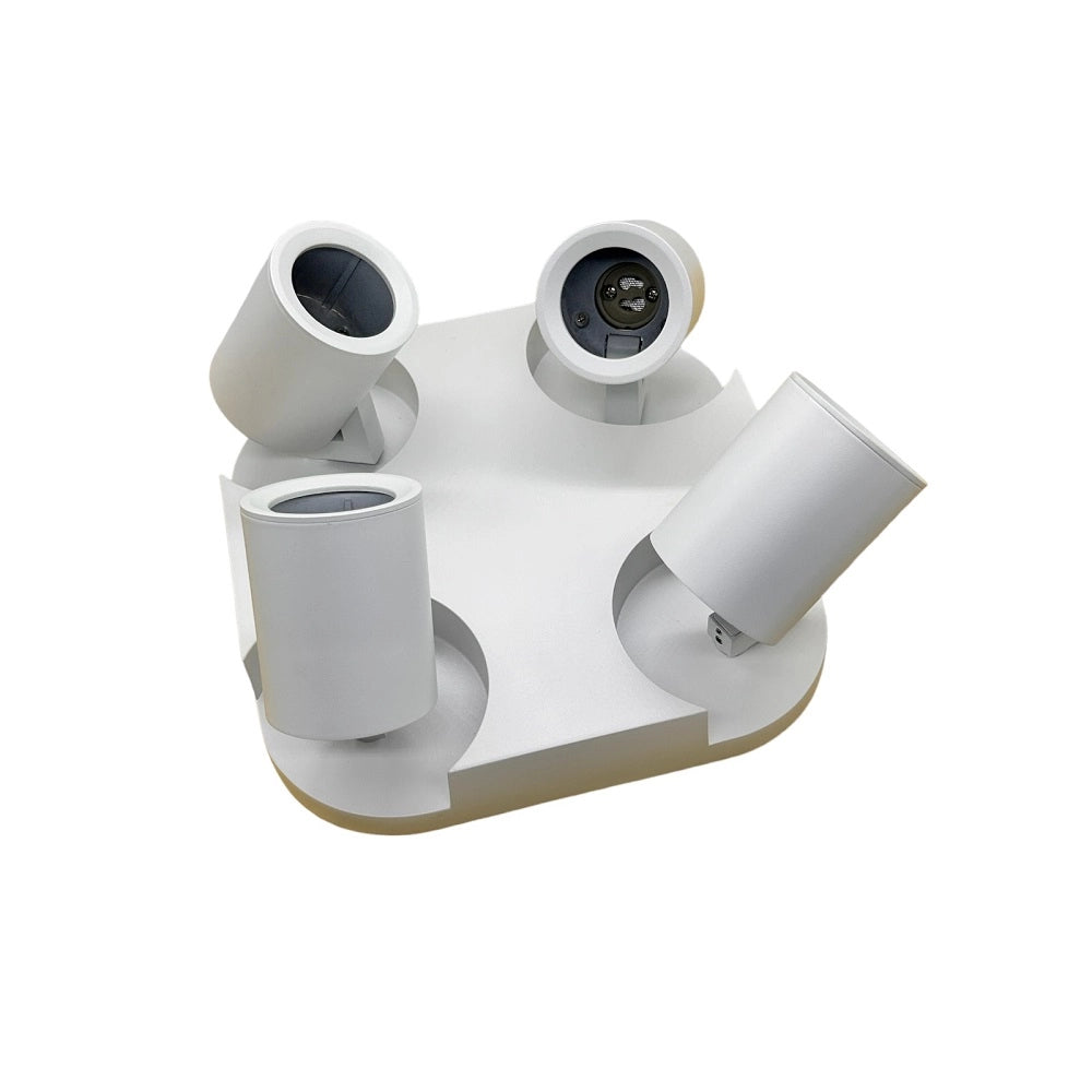 Plafoniera lampada da soffitto Quadrata bianca faretto direzionabile e attacco per lampade GU10 ad 4 diffusorI