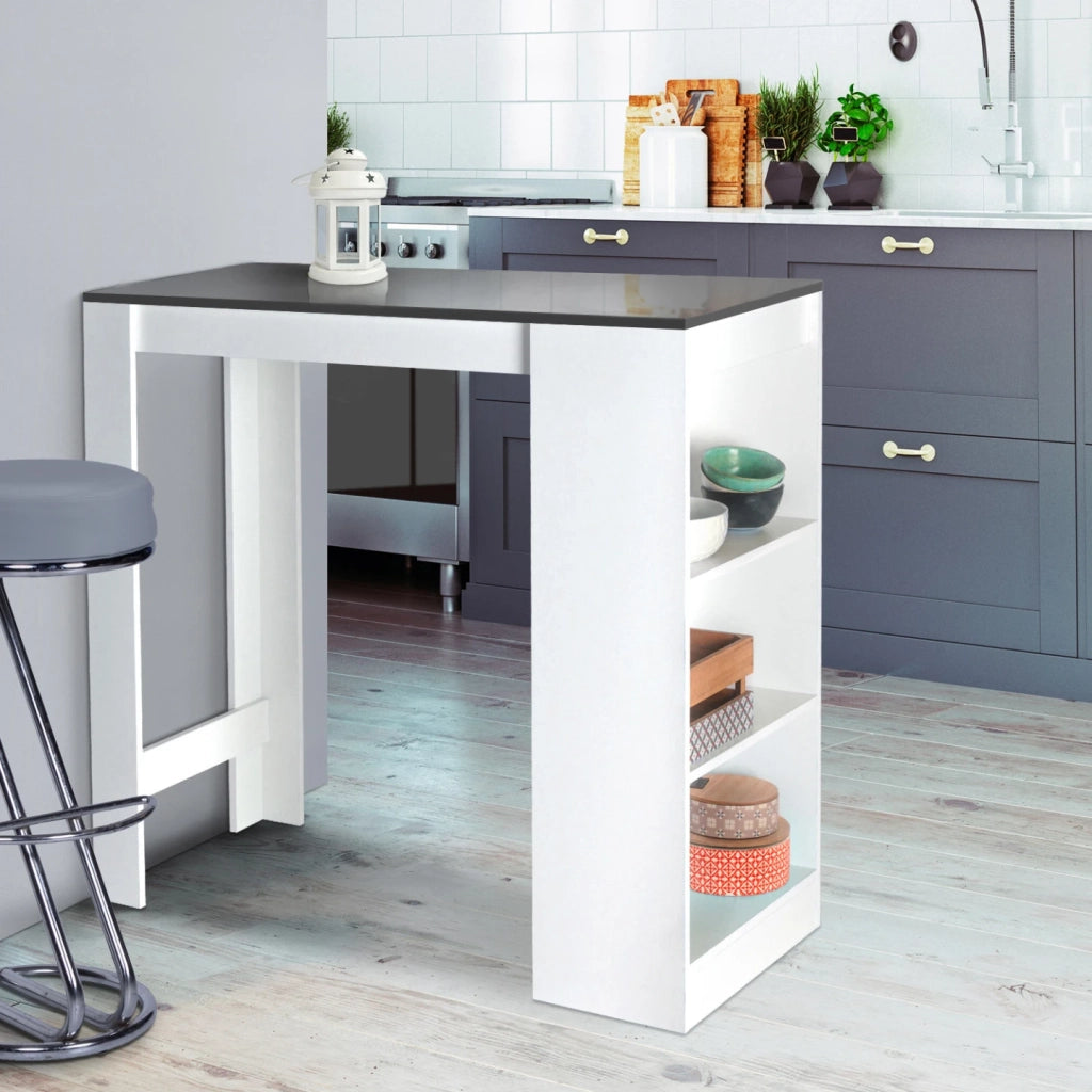 IDMarket - Tavolo alto da bar BARTH da 2 a 4 persone piano bianco legno grigio
