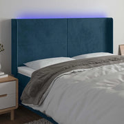 Testiera a LED Blu Scuro 163x16x118/128 cm in Velluto 3123826