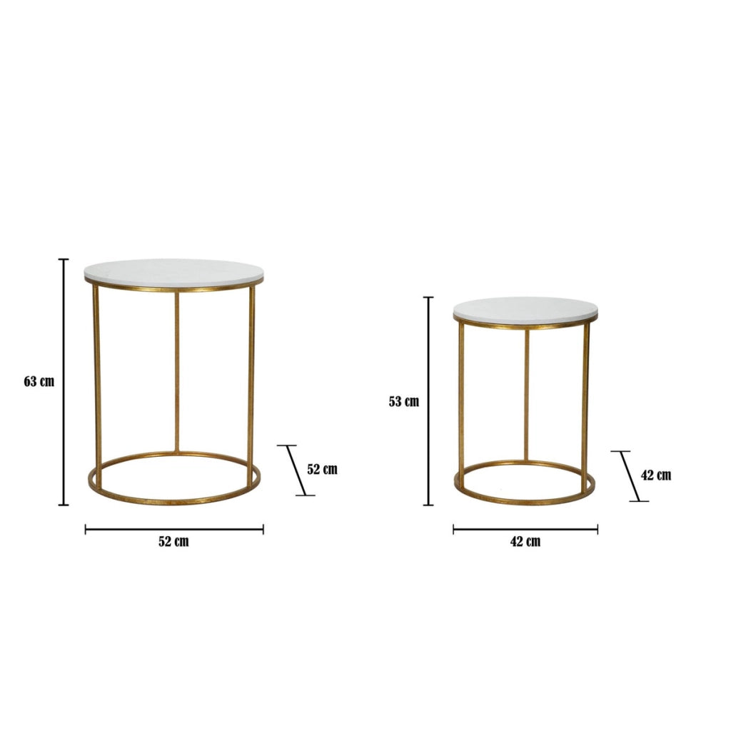Set di Tavolini VKH534, Oro, Metallo, 52x52x63 cm