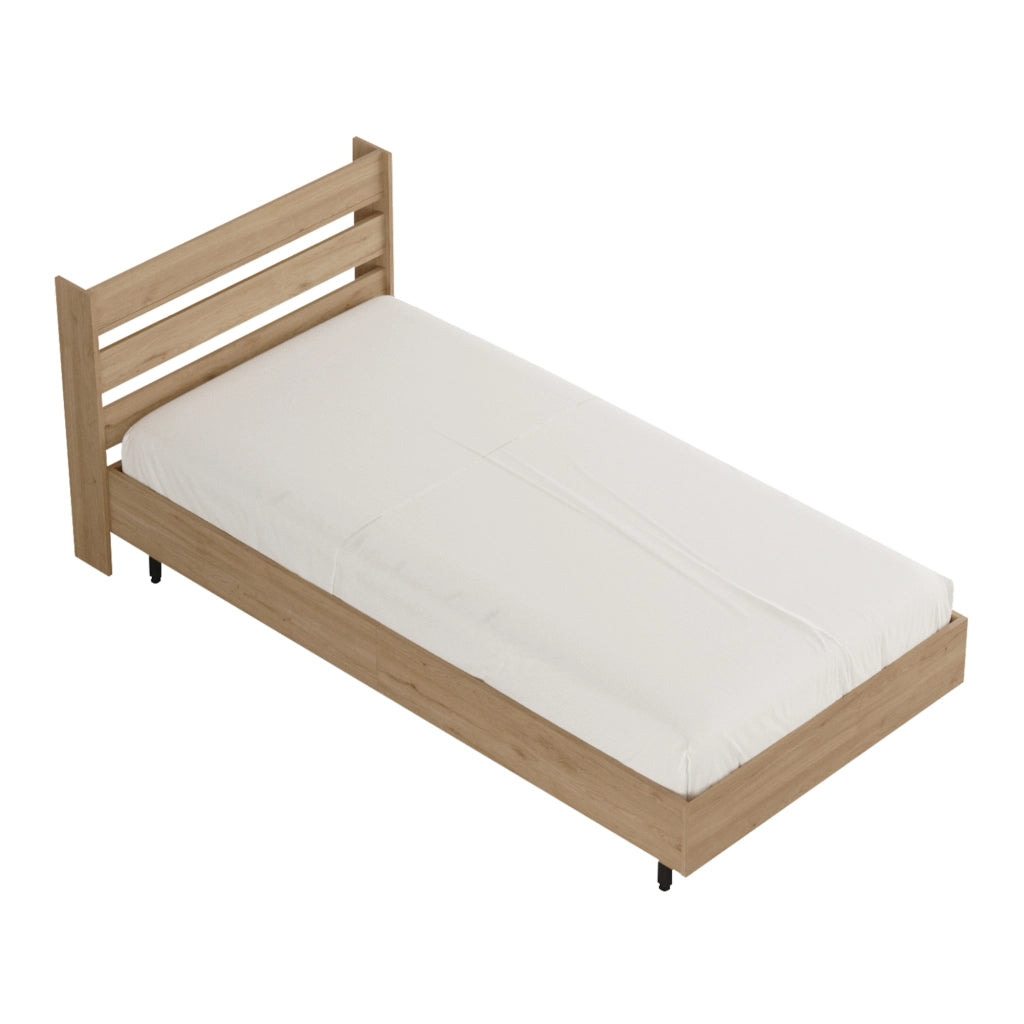 Struttura Letto Singolo Vesanto 100 x 200 cm con Testiera Alta - Effetto Rovere [en.casa]