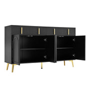 Credenza con 4 Ante e 4 Cassetti; 2 Ripiani Rimovibili; Stile Moderno; in MDF; 140??38??82 cm; Nero