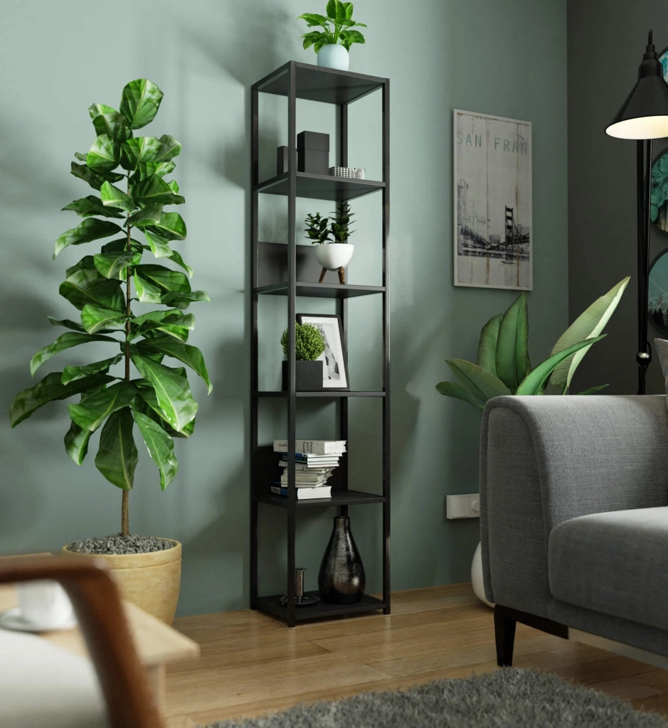 Scaffale stilo loft con ripiani in legno 40 cm Nera 40 cm 40x32x192 cm
