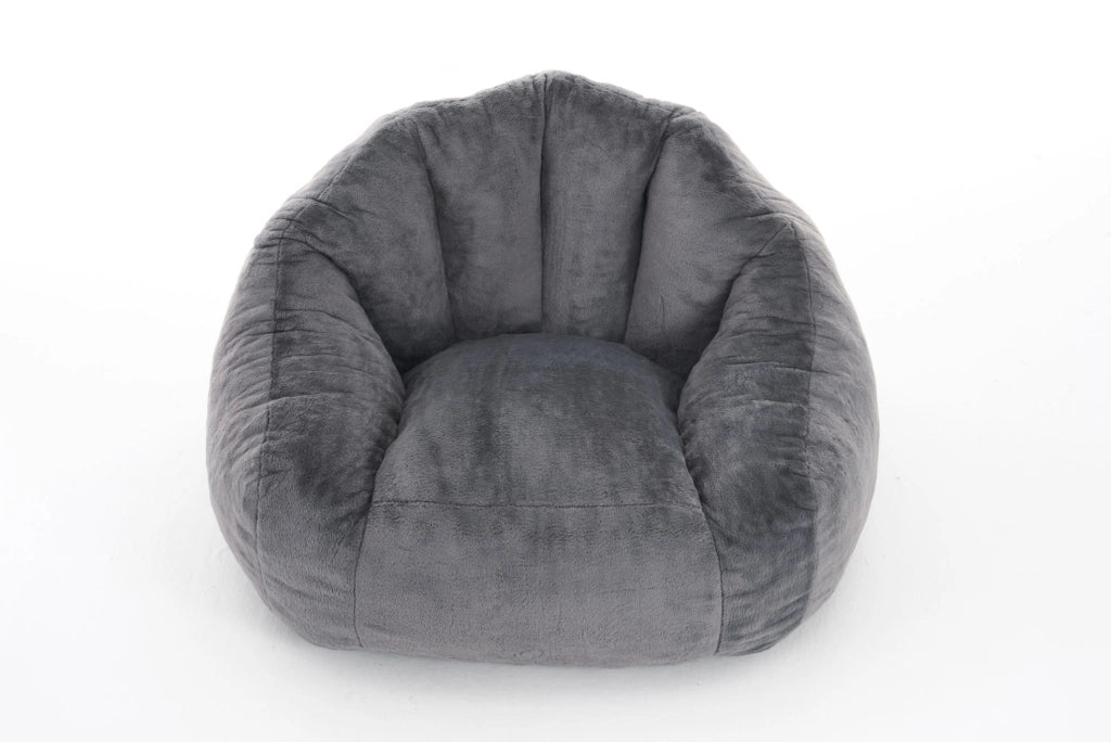 Sacco a pelo da seduta con schienale; in tessuto effetto peluche; grigio
