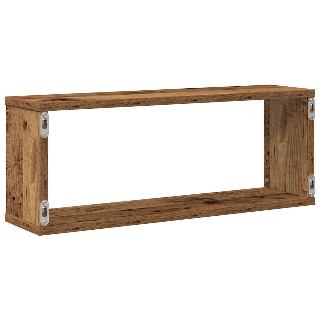 Mensole a Cubo Muro 4 pz Legno Antico 60x15x23 cm in Truciolato 856587