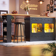 Tavolo bar estraibile con LED - Zephmum- 135-203¡Á39¡Á92.8cm, nero, 360¡ã girevole