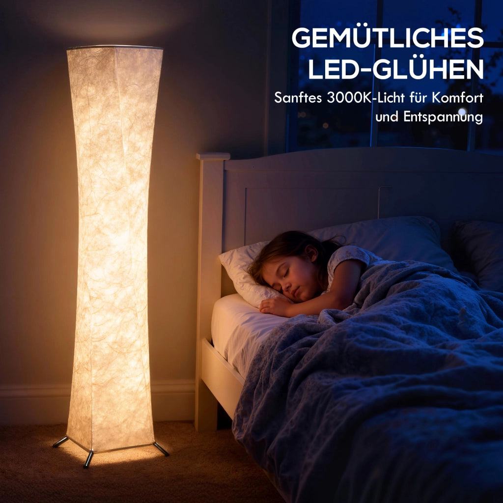 Lampada da terra con paralume in carta ¨C Xylo ¨C interruttore a pedale, 3 livelli luminosit¨¤, bianco
