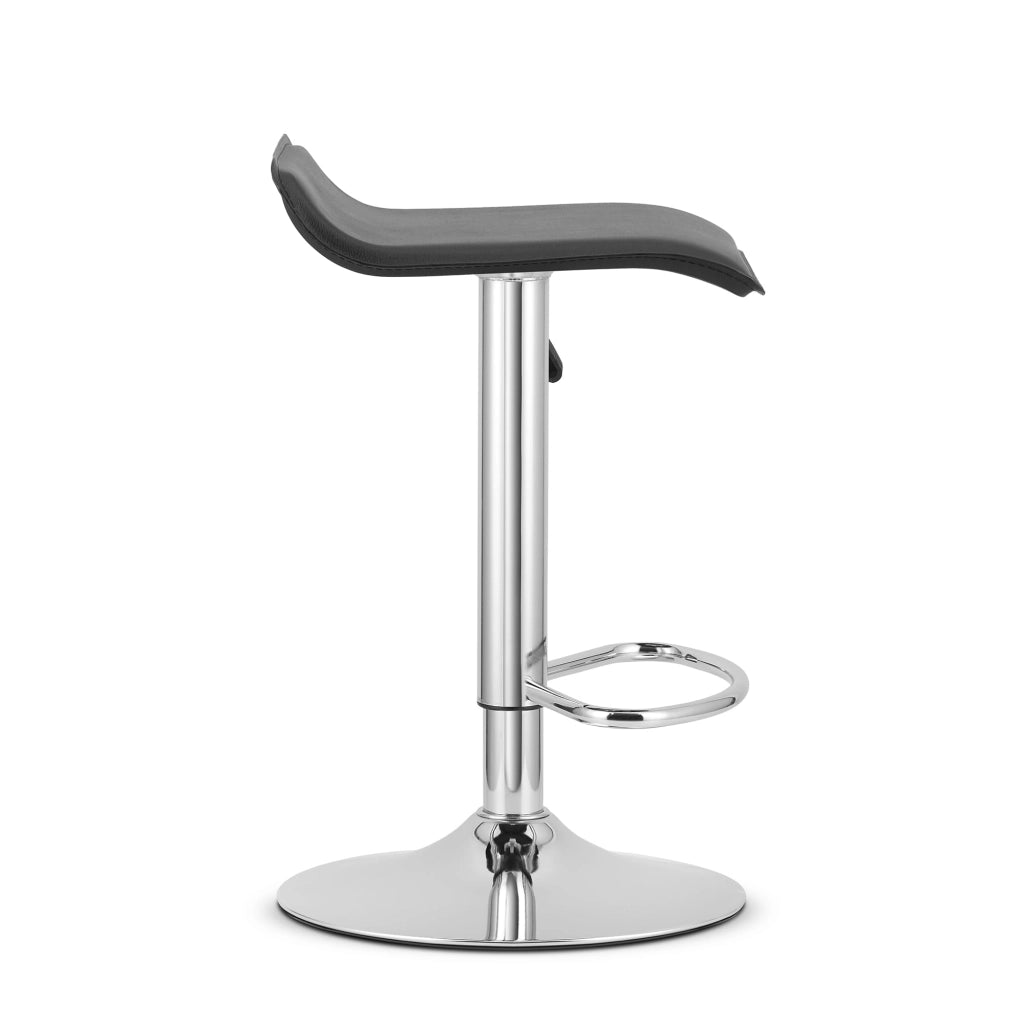Sgabello girevole VALORA FORT - Ecopelle nera / Base cromata x 2