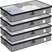 4 Pacchi di Cassetti di Stoccaggio per Sotto Letto - Profilo Basso di Cassetti di Stoccaggio per Abbigliamento con Pareti Lateralmente Robuste e Base, Altezza Inferiore a 10cm