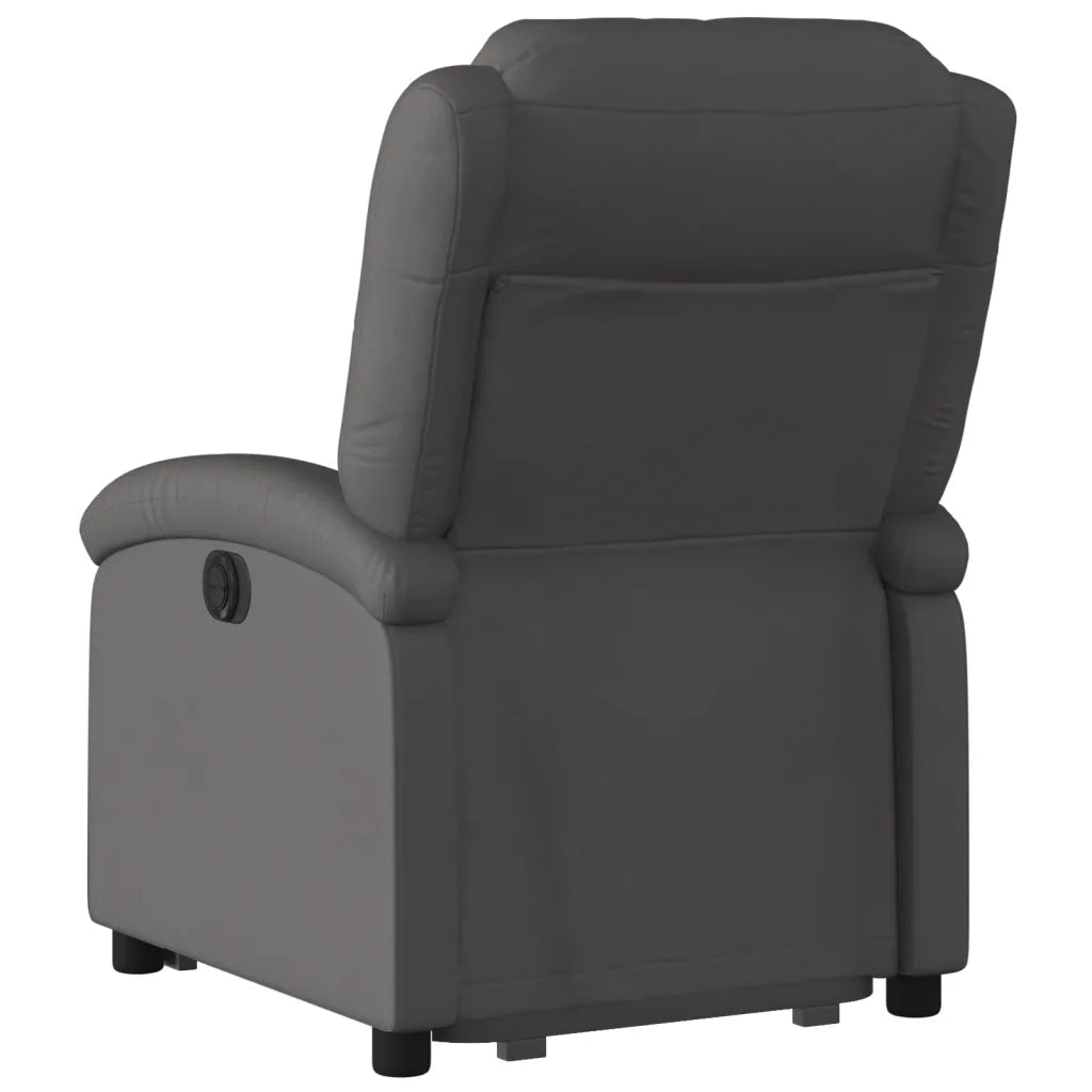 Poltrona Alzapersona Reclinabile Grigia in Vera Pelle 3204265