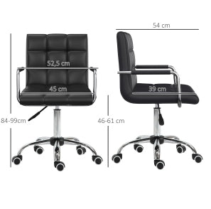 Sedia da ufficio ergonomica bianca regolabile in altezza 46-61 cm con braccioli