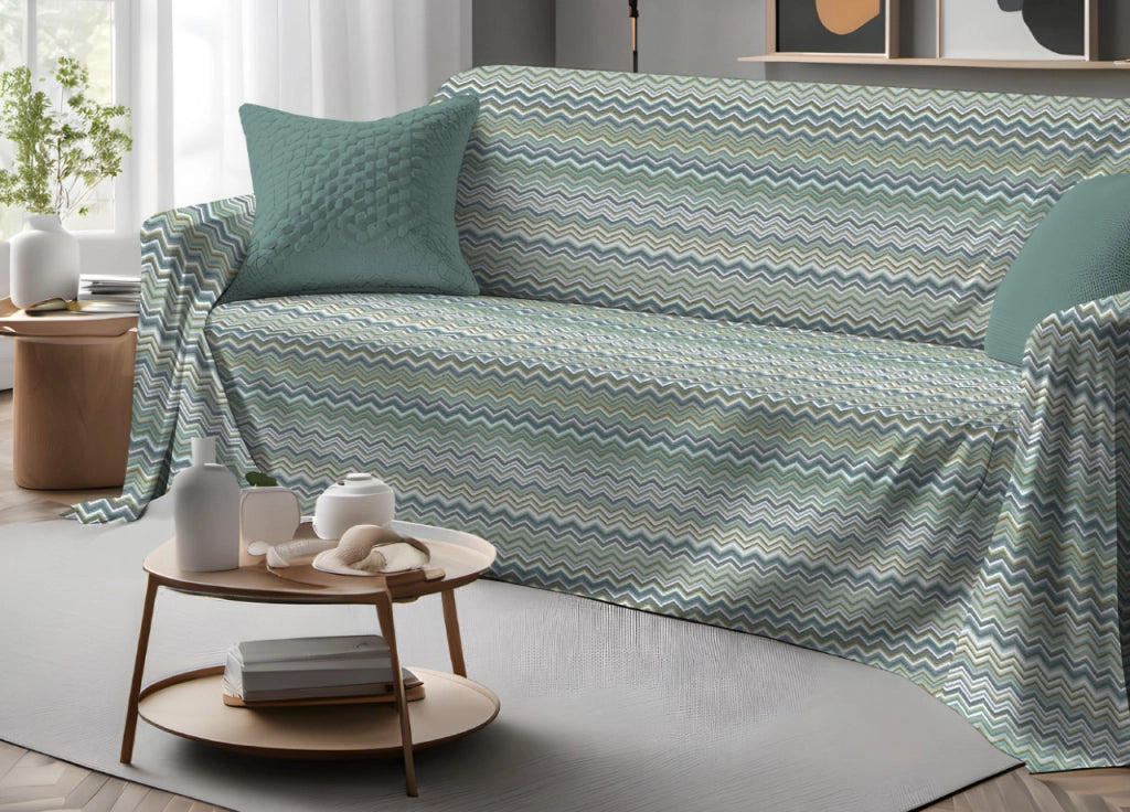 Telo Arredo Granfoulard Copritutto Salvadivano 100% Cotone Dis. Baia - Matrimoniale - Verde