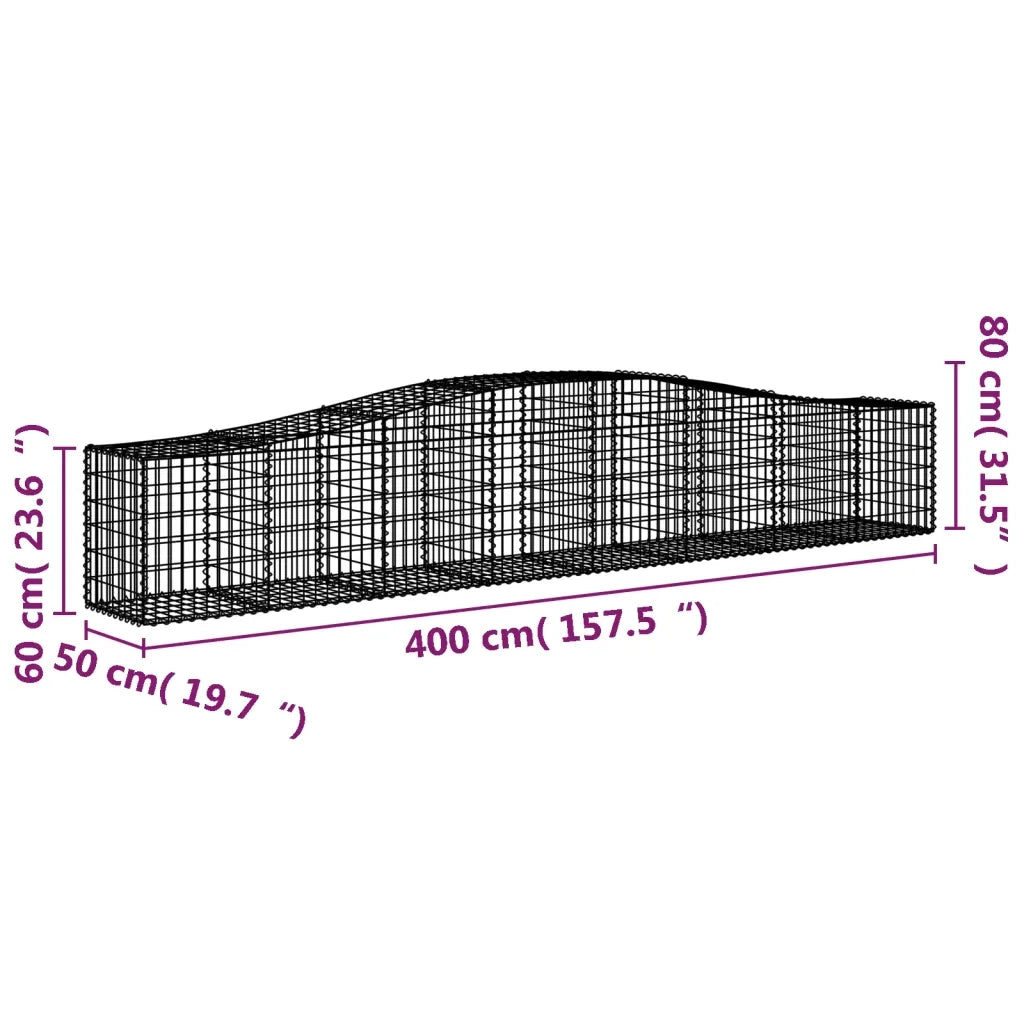 Cesti Gabbioni ad Arco 15 pz 400x50x60/80 cm Ferro Zincato 3145939