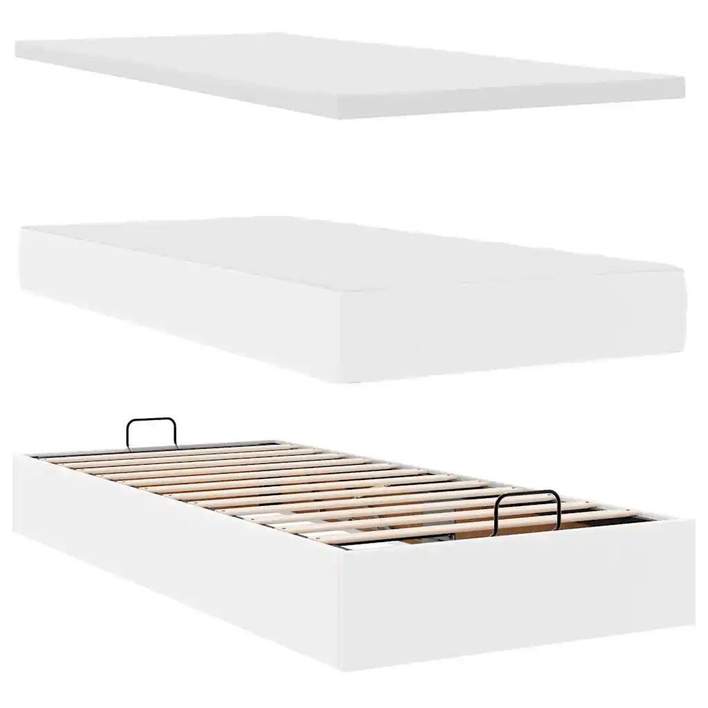 Letto Pouf con Materasso Bianco 90x200 cm Similpelle 3311284