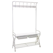 Mobile da ingresso con appendiabiti in metallo bianco 104x39x183h