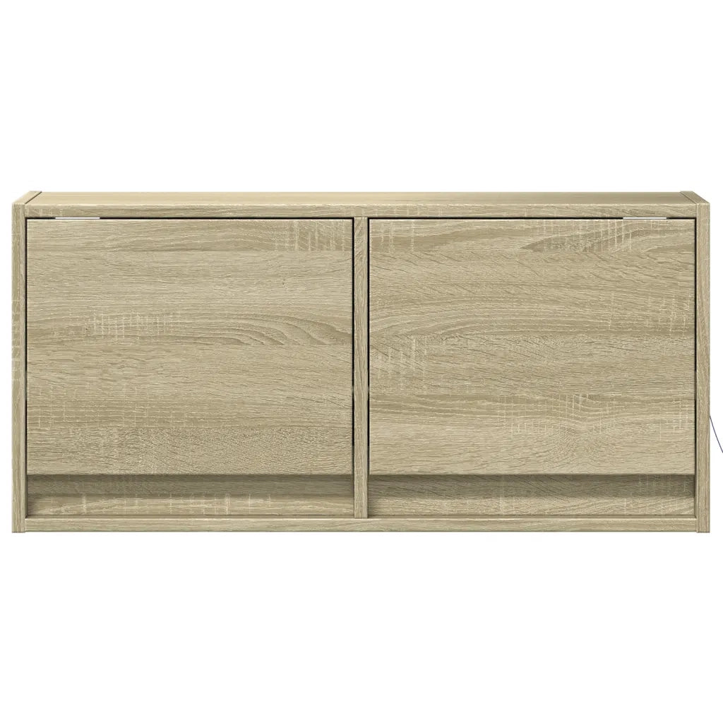 vidaXL Mobile TV a Parete con Luci LED Rovere Sonoma 80x31x35 cm