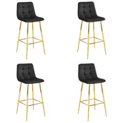 Sgabello Valora TEOTO in velluto nero con gambe dorate, design moderno x4