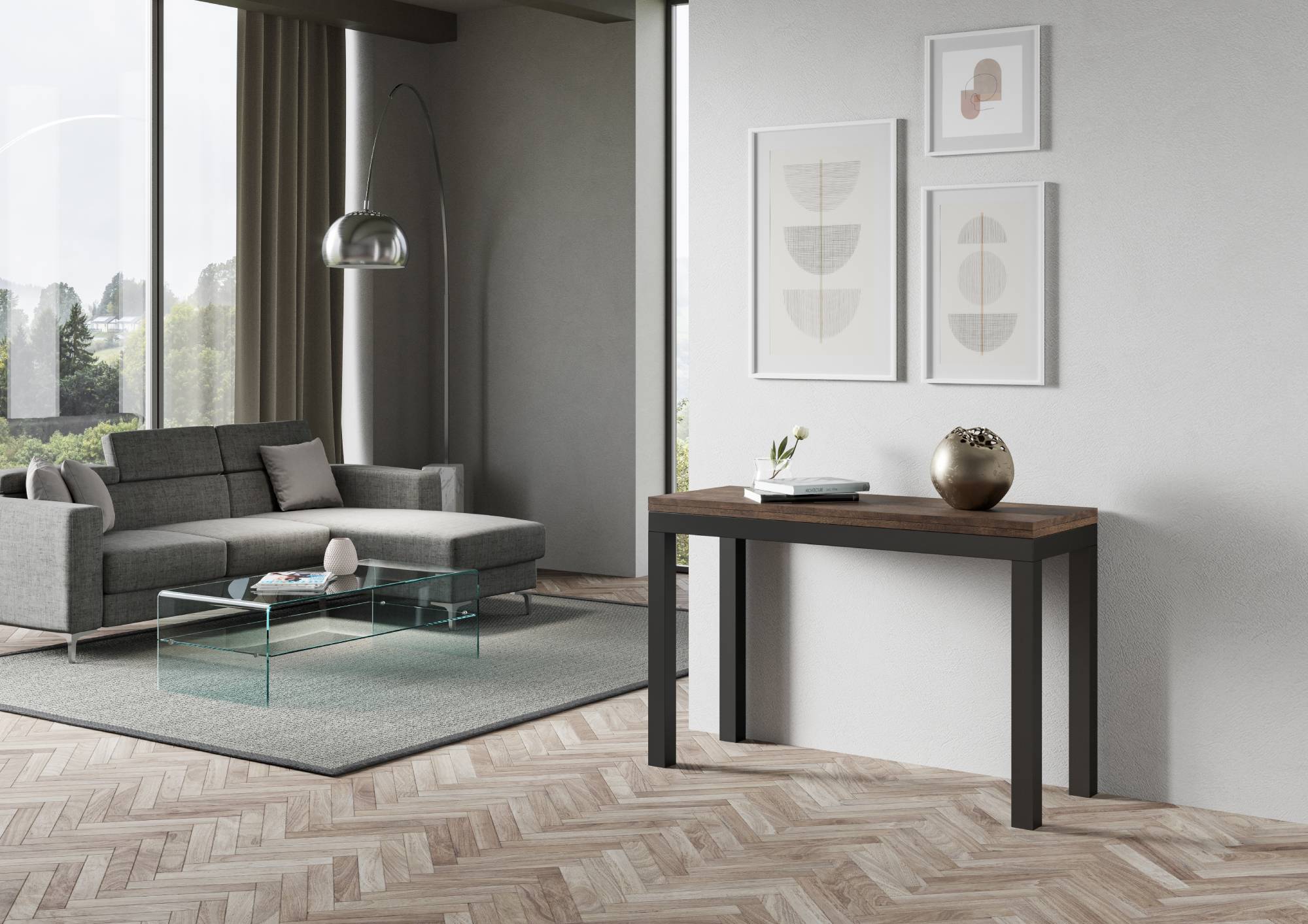 Tavolo Salvaspazio Allungabile 120/200x45/90x80/78 cm Everyday Double Noce