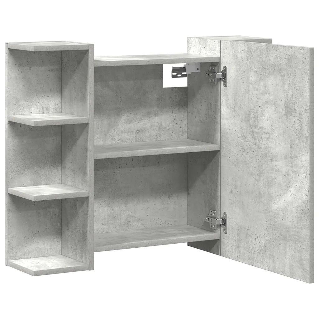Mobile bagno con specchio-Armadietto a Specchio da Bagno-Mobile bagno con specchio Grigio Cemento 80x20,5x64 Multistrato