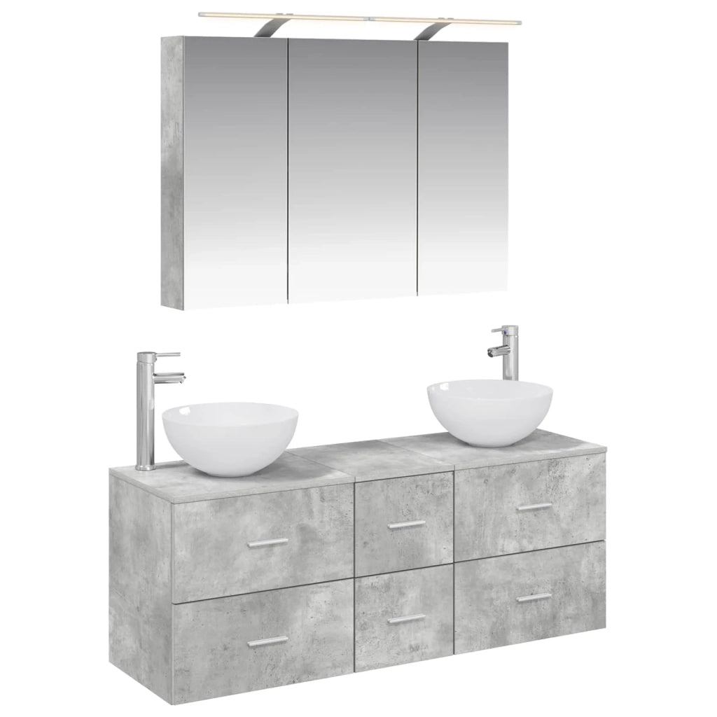 Set di mobili per il bagno 4 pcs Grigio Cemento 3406738