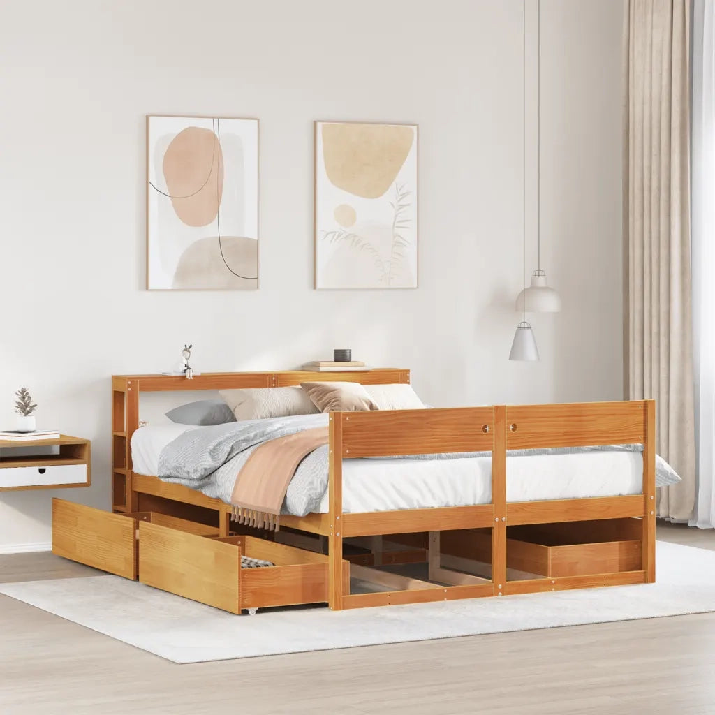 vidaXL Letto senza Materasso Marrone Cera 160x200 cm in Legno di Pino