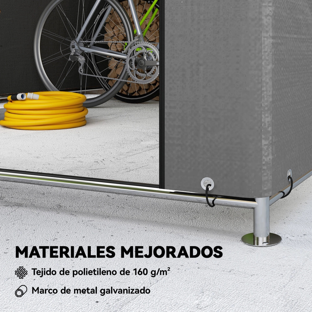 Carpa per Biciclette da Giardino ¨C Zephmum ¨C Grigio 2.4x2x2 m Impermeabile Anti-UV