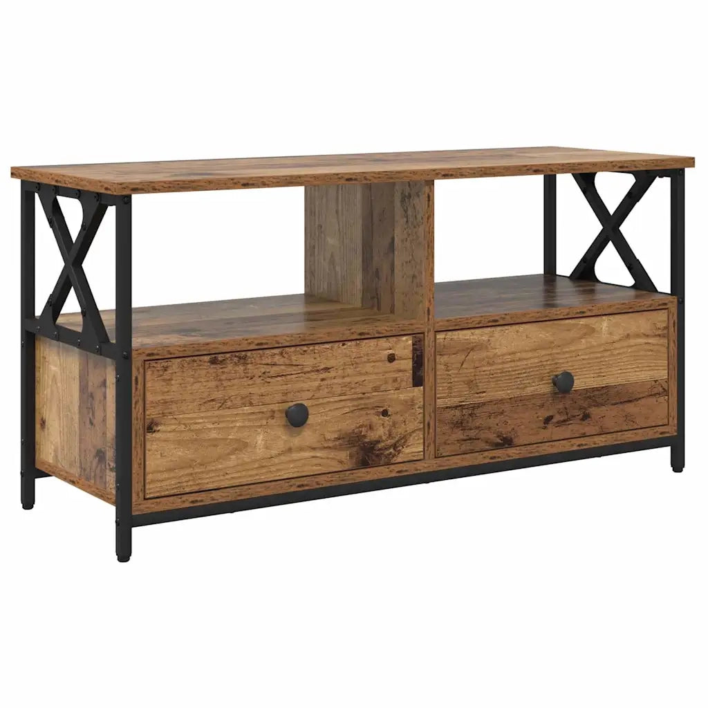 Mobile TV con cassetto-Credenza TV-Console TV Legno vecchio 90 x 33 x 45 cm