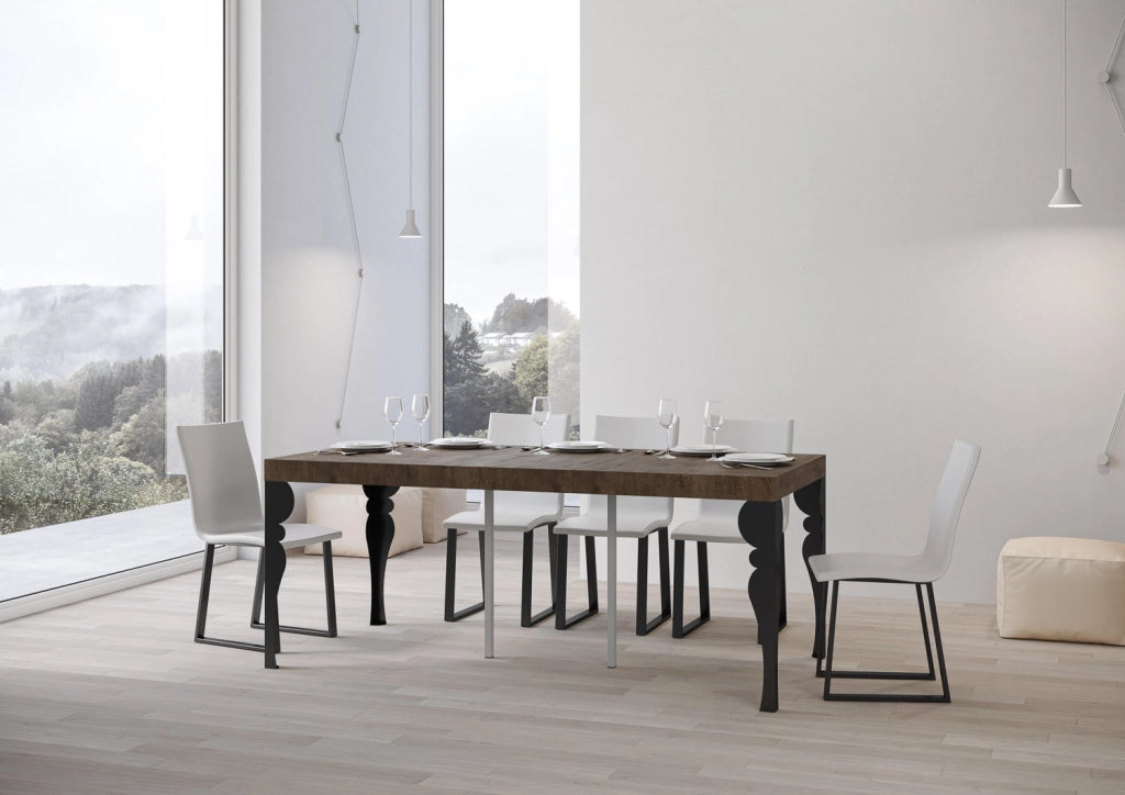 Consolle allungabile 90x40/300 cm Paxor Premium Noce telaio Antracite