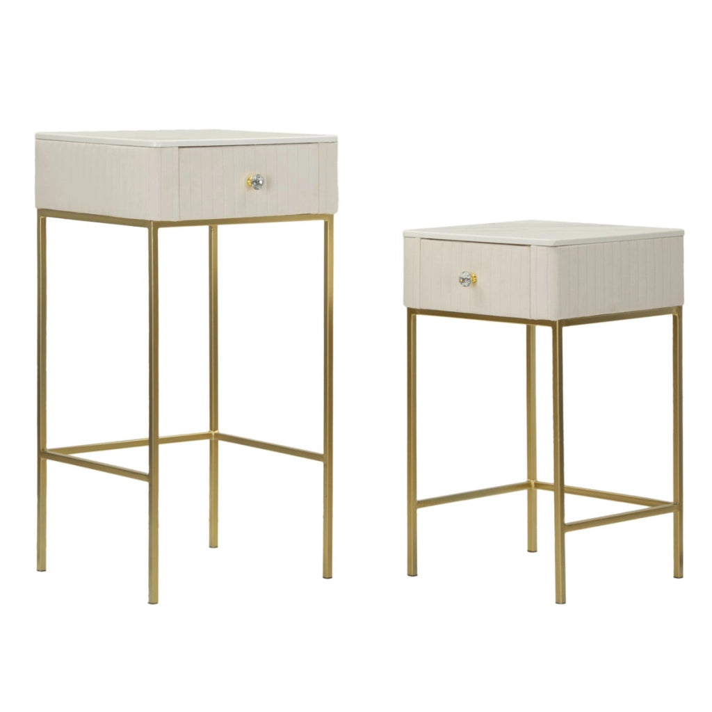 Set di Tavolini VKH771, Beige, Legno, 45x45x90 cm