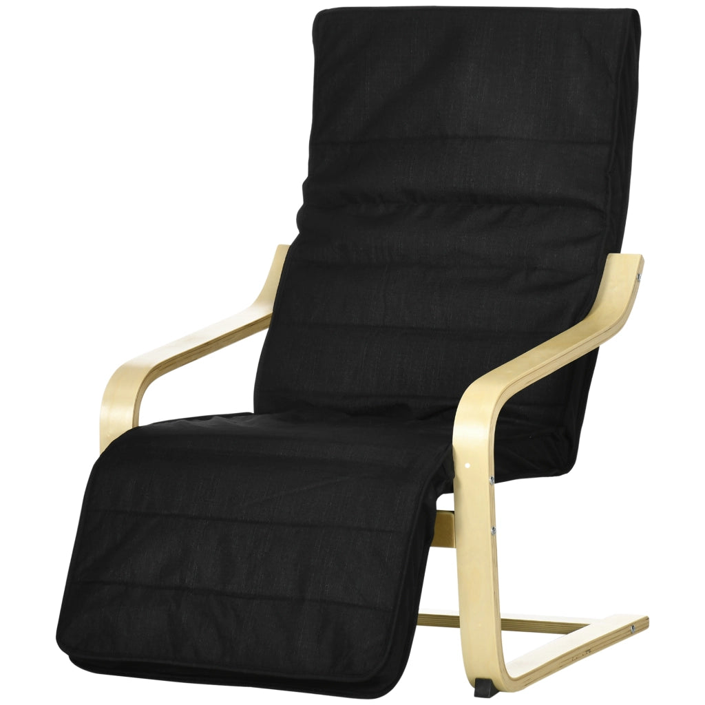 Poltrona Relax con Poggiapiedi Aggiustabile ¨C zephmum ¨C Tessuto Nero 66,5x94x100cm