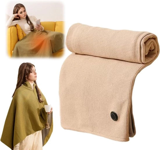 Schiaccia elettrico portatile per donna - coperta elettrica - coperta elettrica 1 persona - coperta elettrica wireless - 3 impostazioni di temperatura - Abrikoos