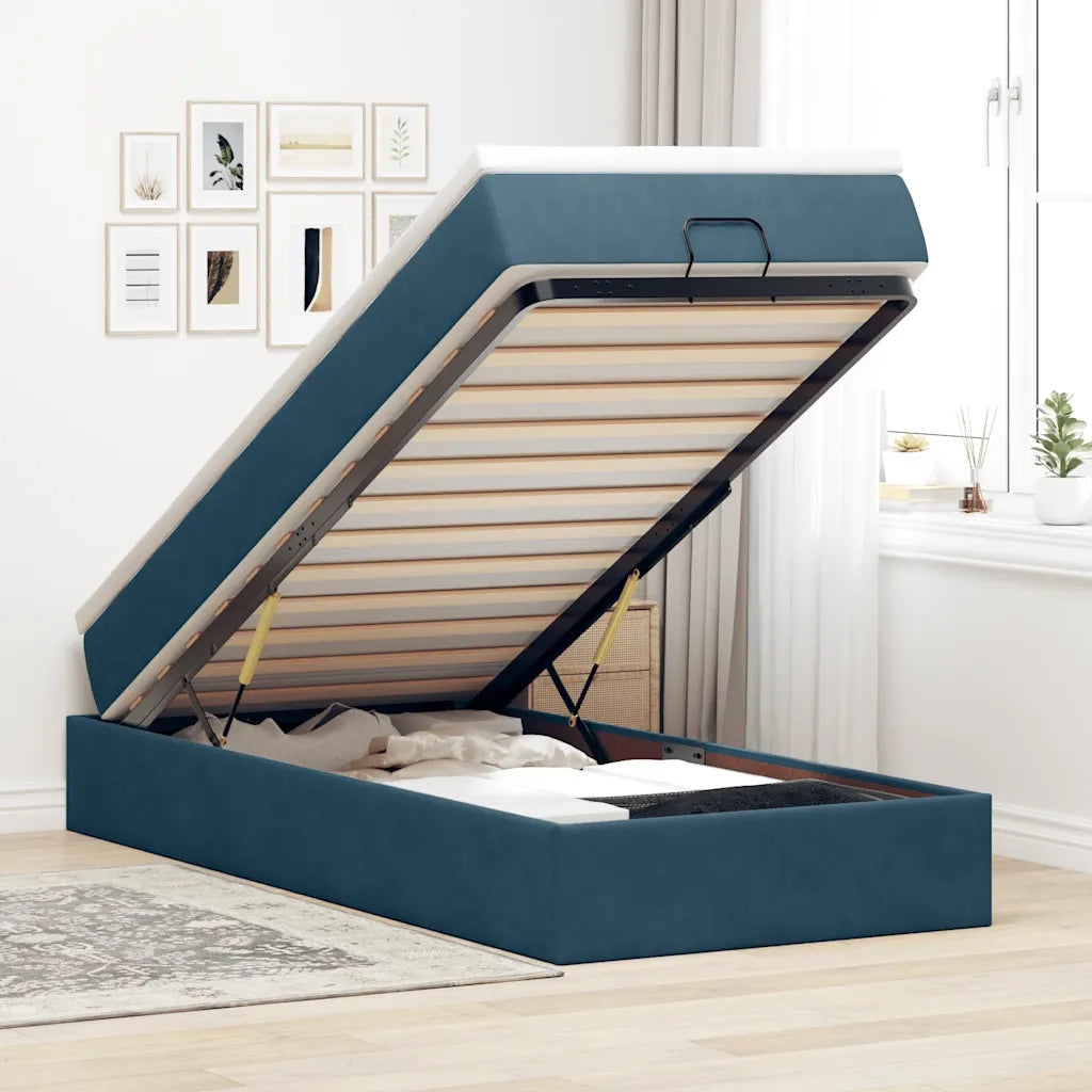 Struttura Letto Pouf con Materasso 90x190 cm in Velluto