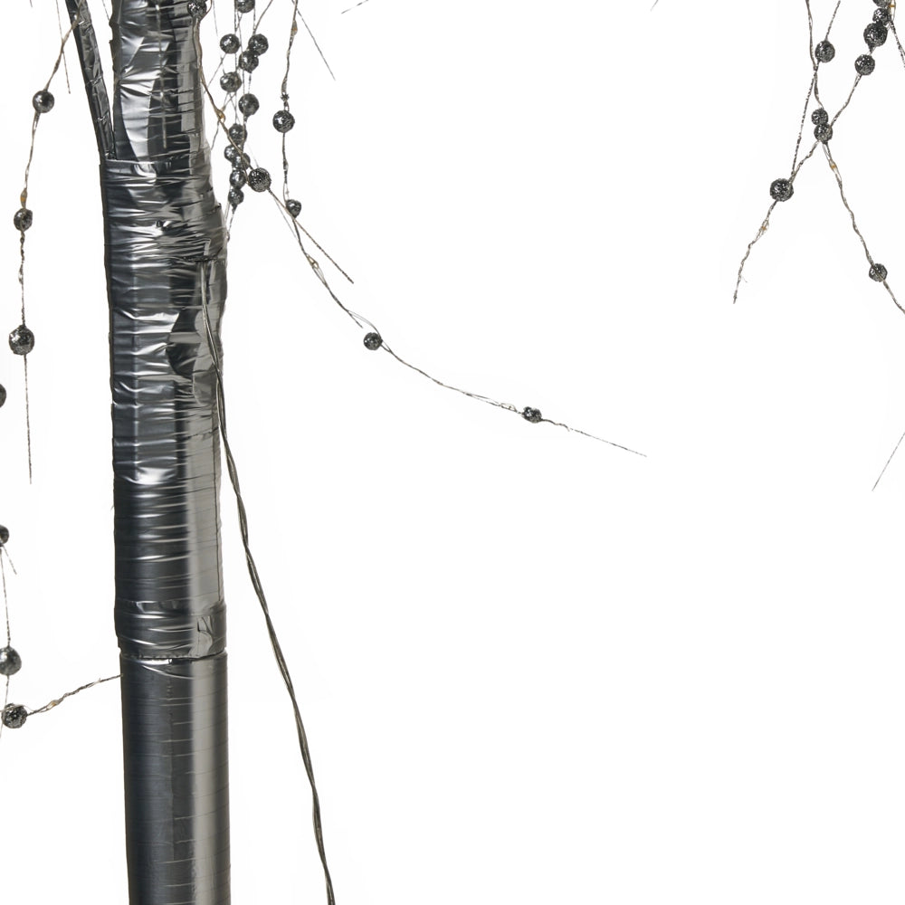 Albero di Natale artificiale Argento PVC 150 cm Luci LED Stile moderno per esterni e interni