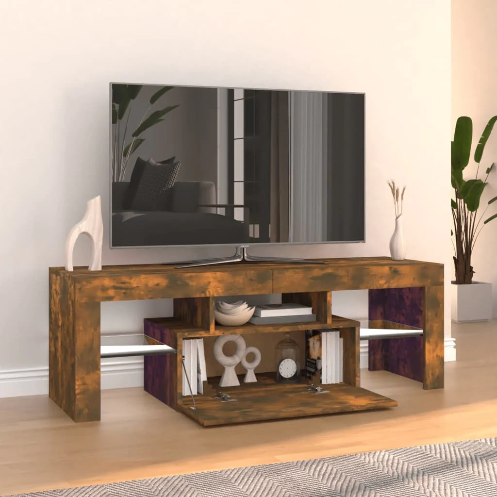 Mobile TV multimediale scaffale TV credenza mobile TV per sala da pranzo soggiorno camera da letto con luci a LED rovere affumicato 120 x 35 x 40 cm marrone 02_0026717
