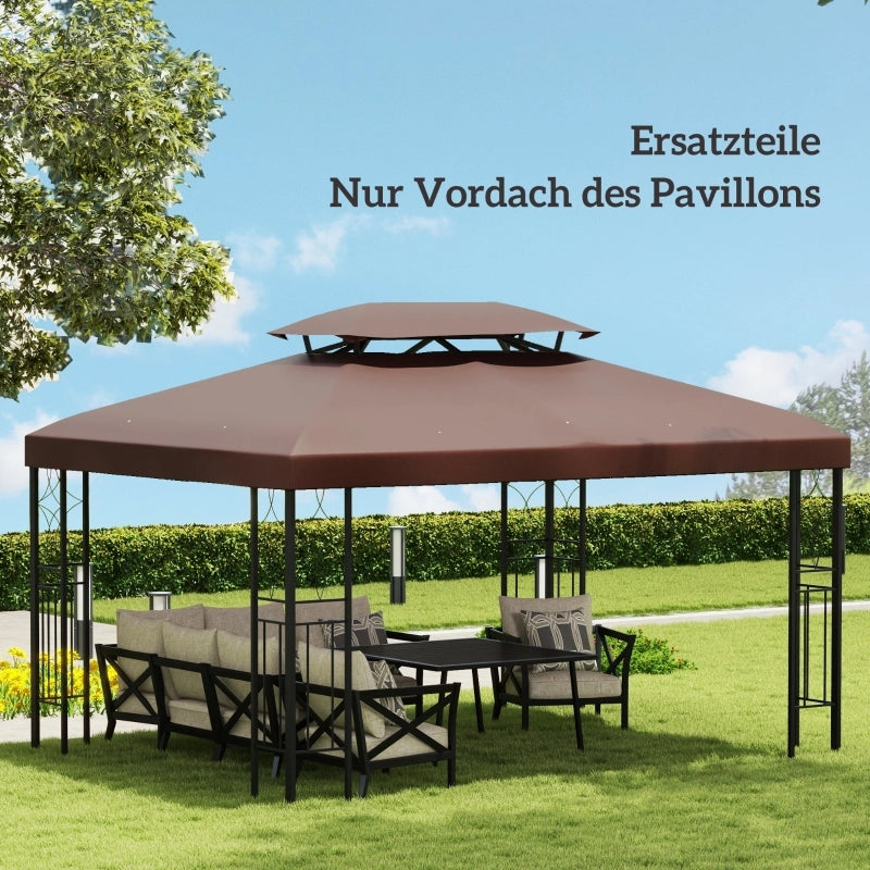 Tetto di ricambio per gazebo da giardino 3x4m in poliestere color caff¨¨