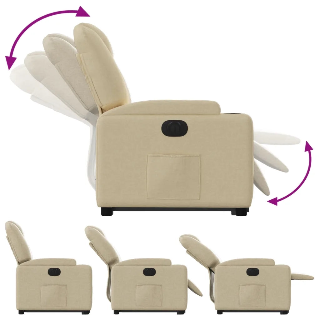 Poltrona Alzapersona Reclinabile Elettrica Crema in Tessuto 3204401