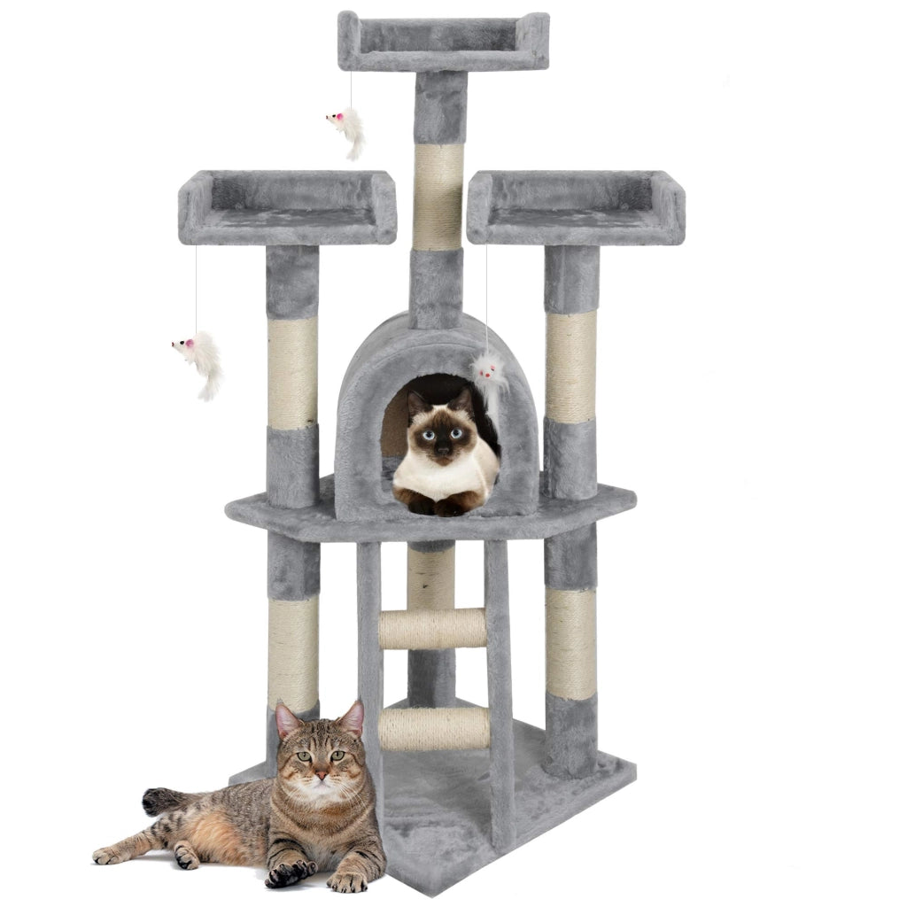 Albero per Gatto con Graffiatoio Cuccia Giocattolo Gatti Parco Giochi Tiragraffi in Sisal Naturale 150 x 50 x 35 cm Colore Beige Matis 30060