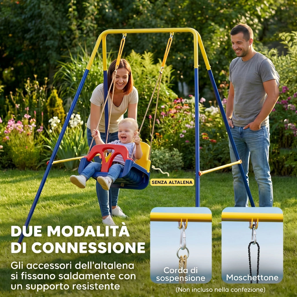 Altalena da Giardino ¨C zephmum ¨C Acciaio, Giallo e Blu, 128x155x157 cm