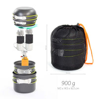 Toboli Set di stoviglie da campeggio 16 pz con posate, padelle, pentole, fornello