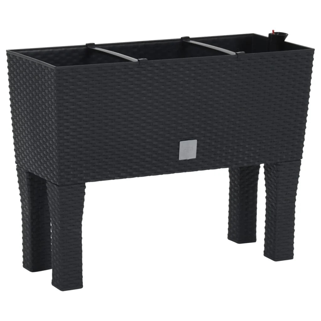 Vassoio per fioriera aiuola rialzata piante fiori terrazza giardino giardino 60 x 25 x 46 cm PP Rattan antracite 02_0039462