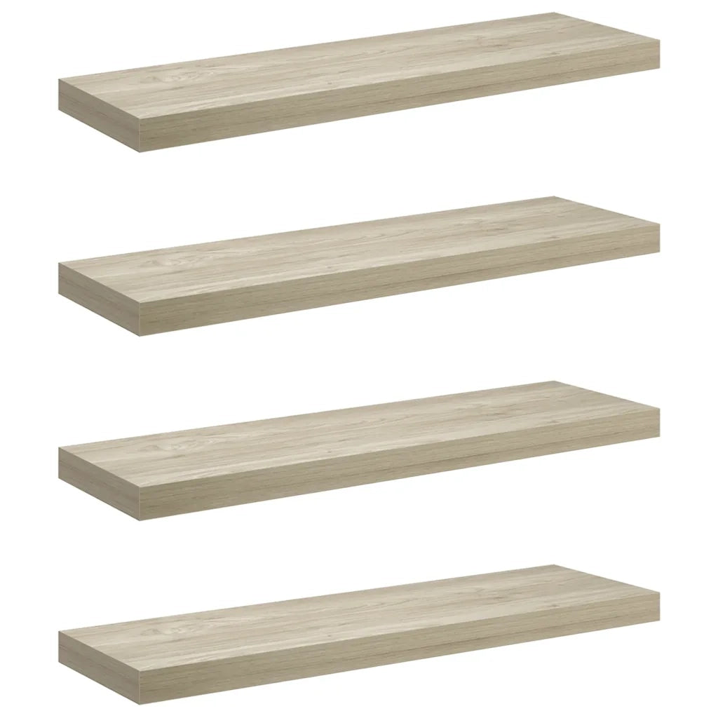 Scaffali a Parete 4 pz Rovere 80x23,5x3,8 cm in MDF 323879