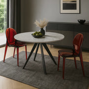 Set di 4 sedie da pranzo e da esterno in policarbonato rosso Sparkle con struttura in policarbonato facili da pulire | Duzzle