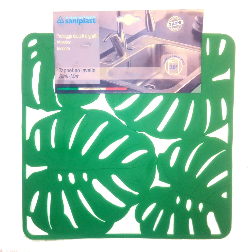 TAPPETO LAVELLO 32X32CM FOGLIE VERDE