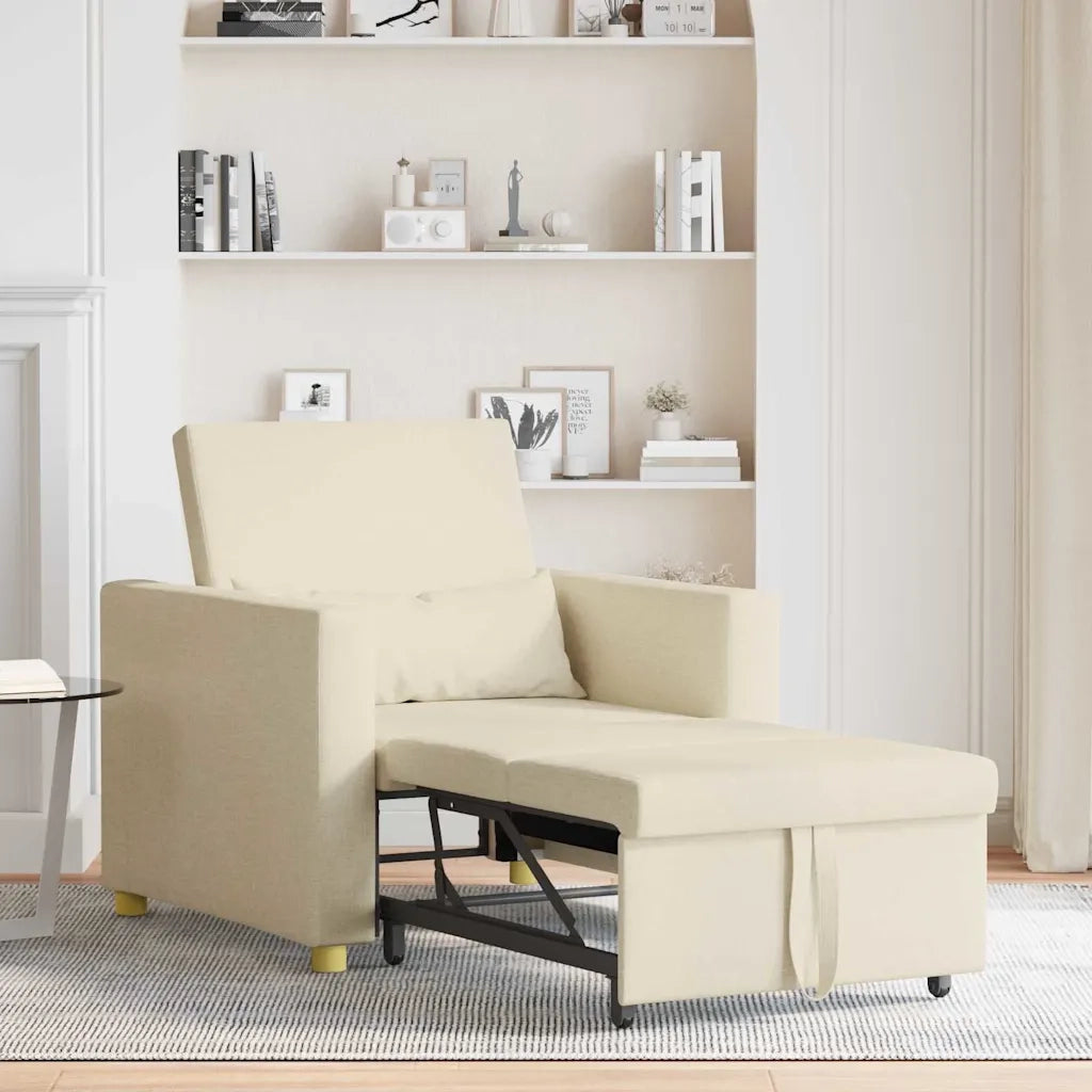 Divano letto estraibile singolo-Sofa Letto-Daybed Crema 90 x 165 x 87 cm Tessuto