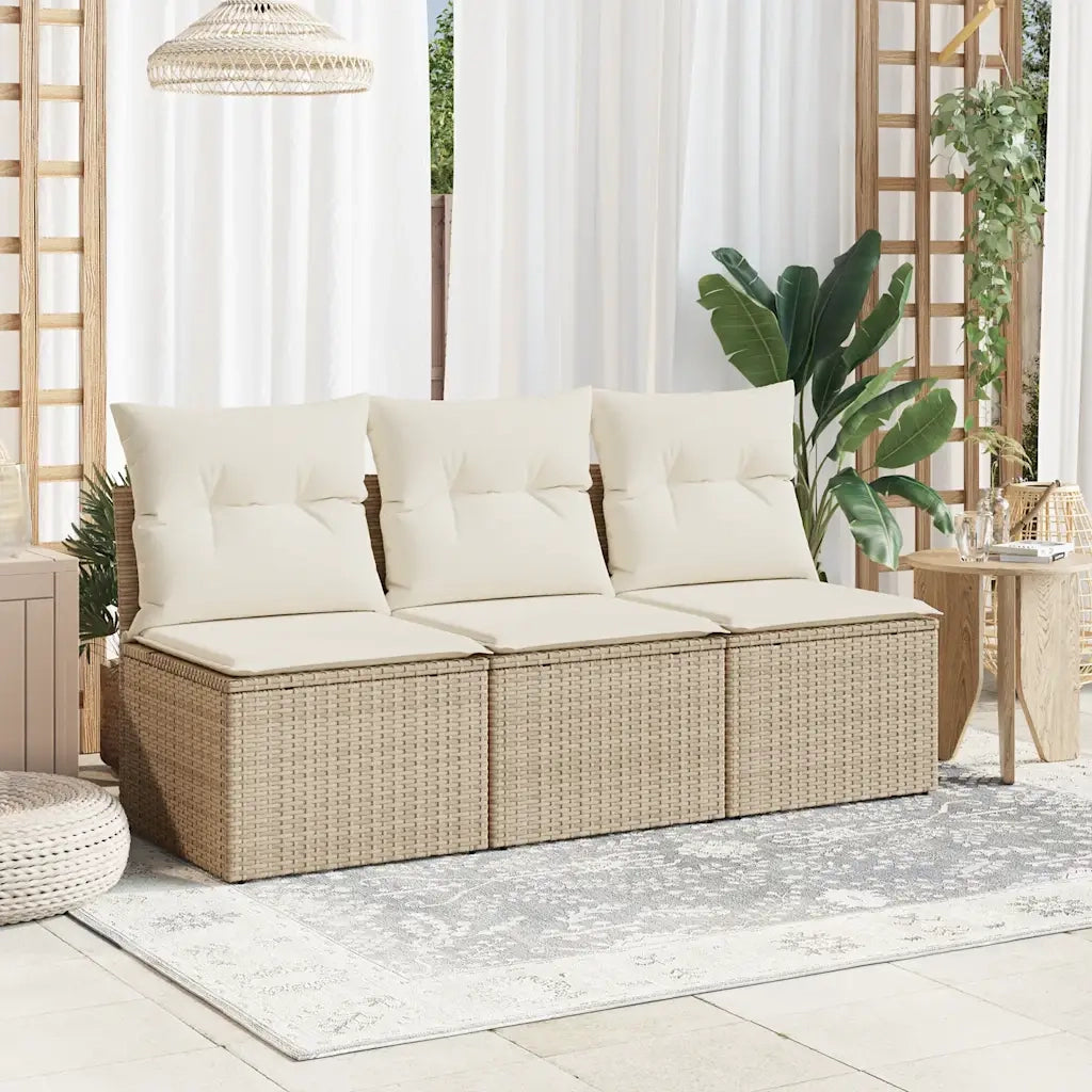 Divano da Giardino con Cuscini a 3 Posti Beige in Polyrattancod mxl 89614