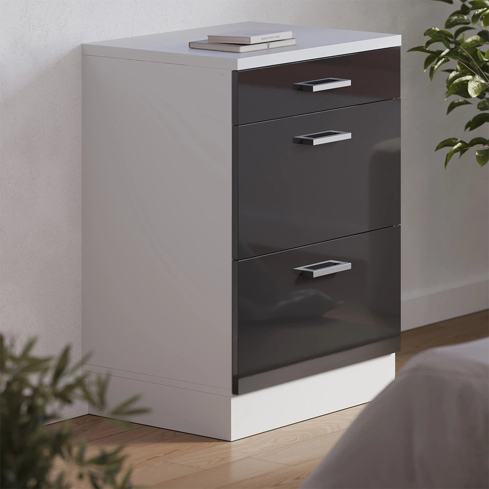 Mobile per mansarda Rion Antracite lucido/Bianco 60 x 83.8 cm senza inclinazione con 3 cassetti Vicco