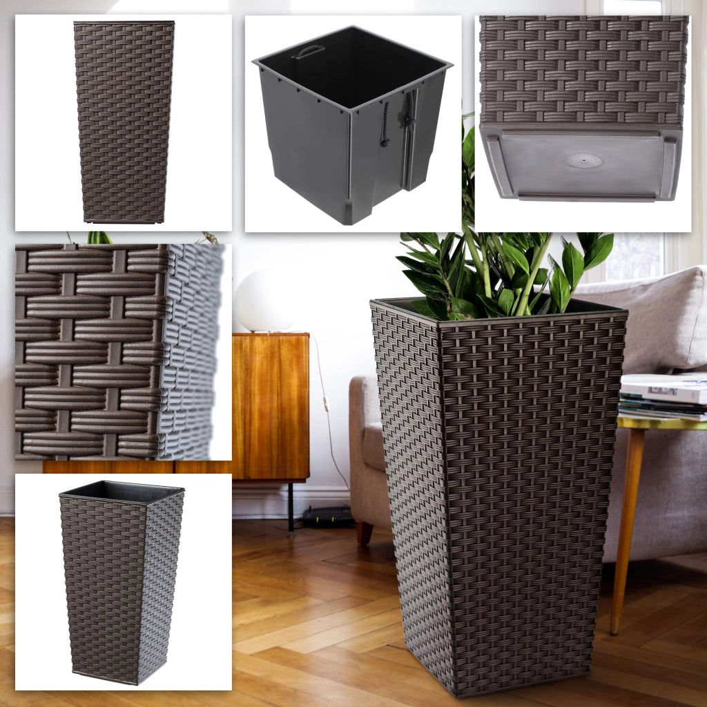 Vaso da giardino KADAX con inserto per fiori e coperchio, grande, alto, per terrazza, 68 cm