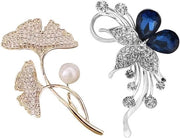 Set di Broches con Parel Strass, 2 pezzi, Spille per Capelli a Fiamma in Argento