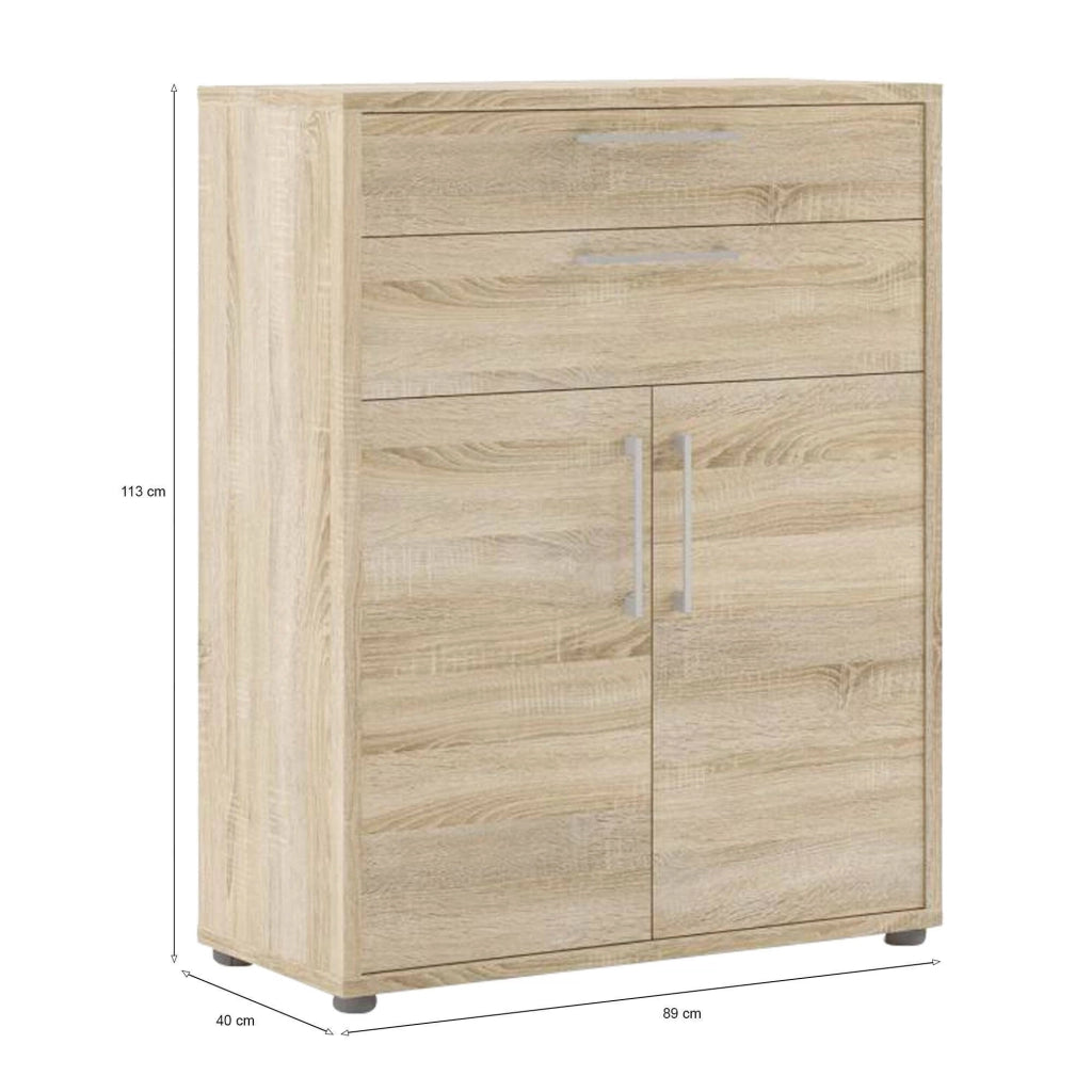 Credenza Agra, Buffet da soggiorno, Madia da salotto, Dispensa da cucina, 89x40 h113 cm, Quercia